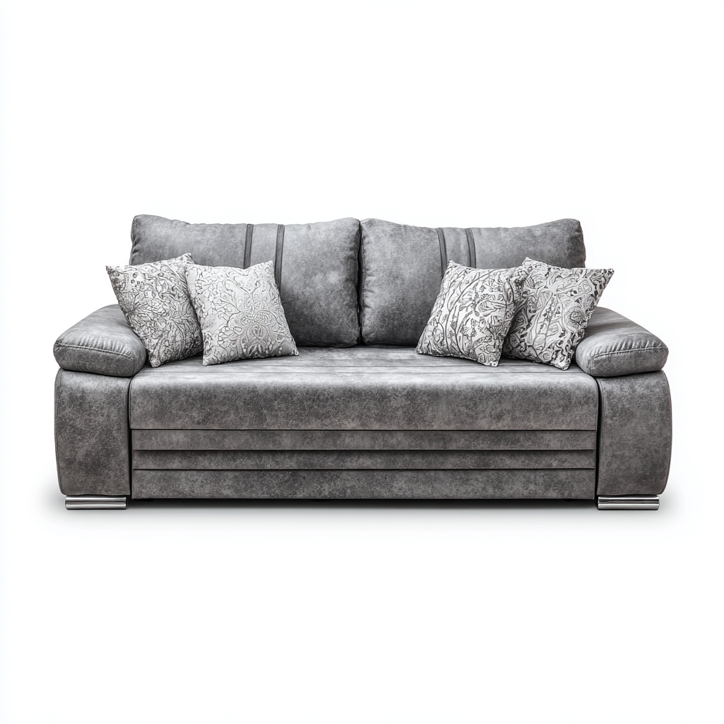 Sofa prosta tapicerowana 210x90x85 cm - tkanina szara - styl nowoczesny do salonu-Vamonoroom