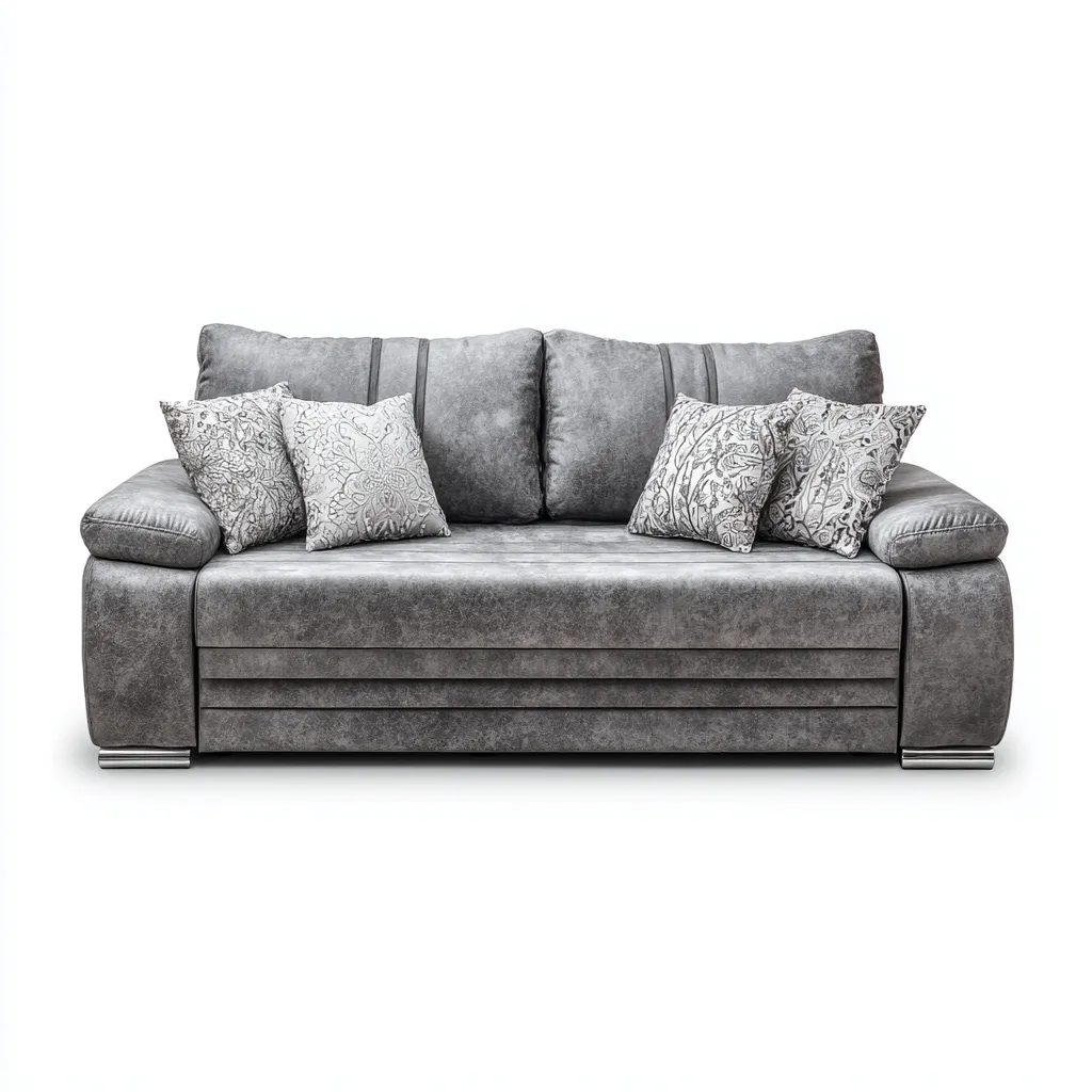 Sofa prosta tapicerowana 210x90x85 cm - tkanina szara - styl nowoczesny do salonu-Vamonoroom