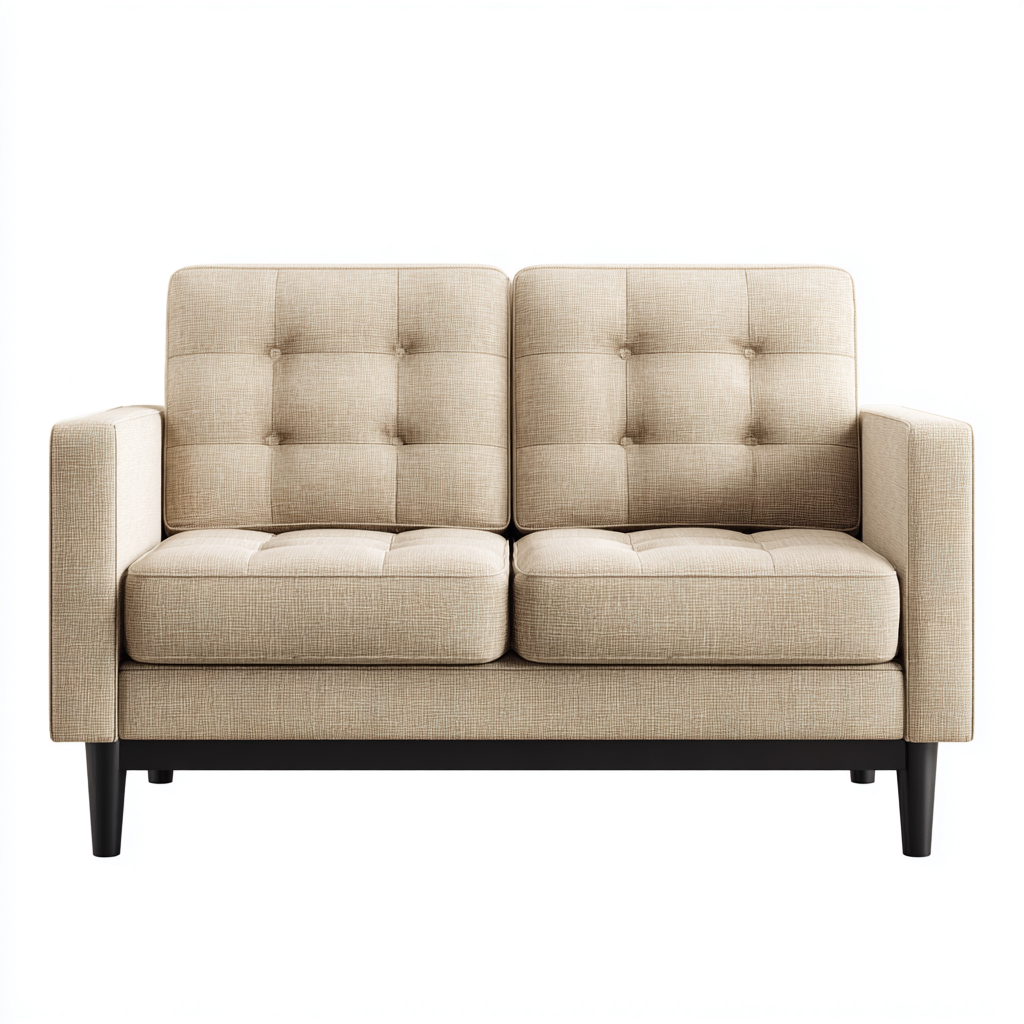 Sofa prosta tapicerowana 150x85x80 cm - tkanina beżowa - styl skandynawski do salonu-Vamonoroom