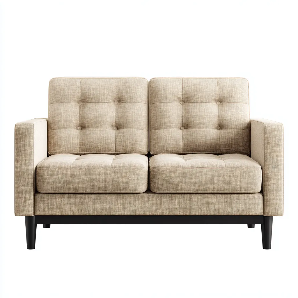 Sofa prosta tapicerowana 150x85x80 cm - tkanina beżowa - styl skandynawski do salonu-Vamonoroom