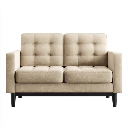 Sofa prosta tapicerowana 150x85x80 cm - tkanina beżowa - styl skandynawski do salonu-Vamonoroom