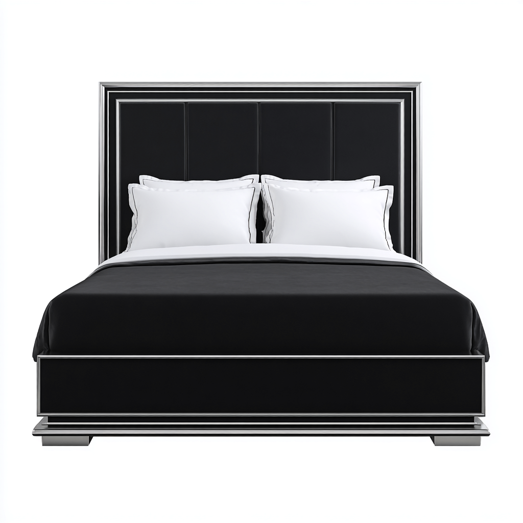 Łóżko podwójne tapicerowane 200x180x110 cm - czarne - do sypialni - elegancki design-Vamonoroom