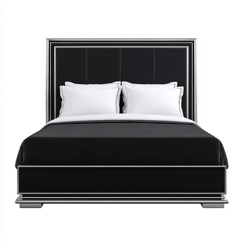 Łóżko podwójne tapicerowane 200x180x110 cm - czarne - do sypialni - elegancki design-Vamonoroom