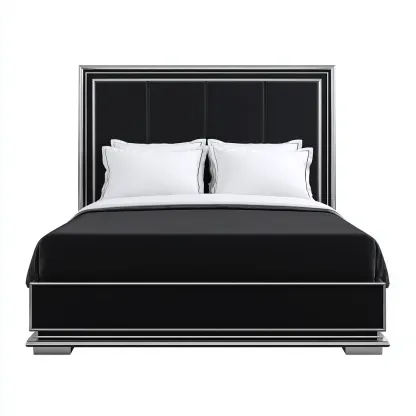 Łóżko podwójne tapicerowane 200x180x110 cm - czarne - do sypialni - elegancki design-Vamonoroom