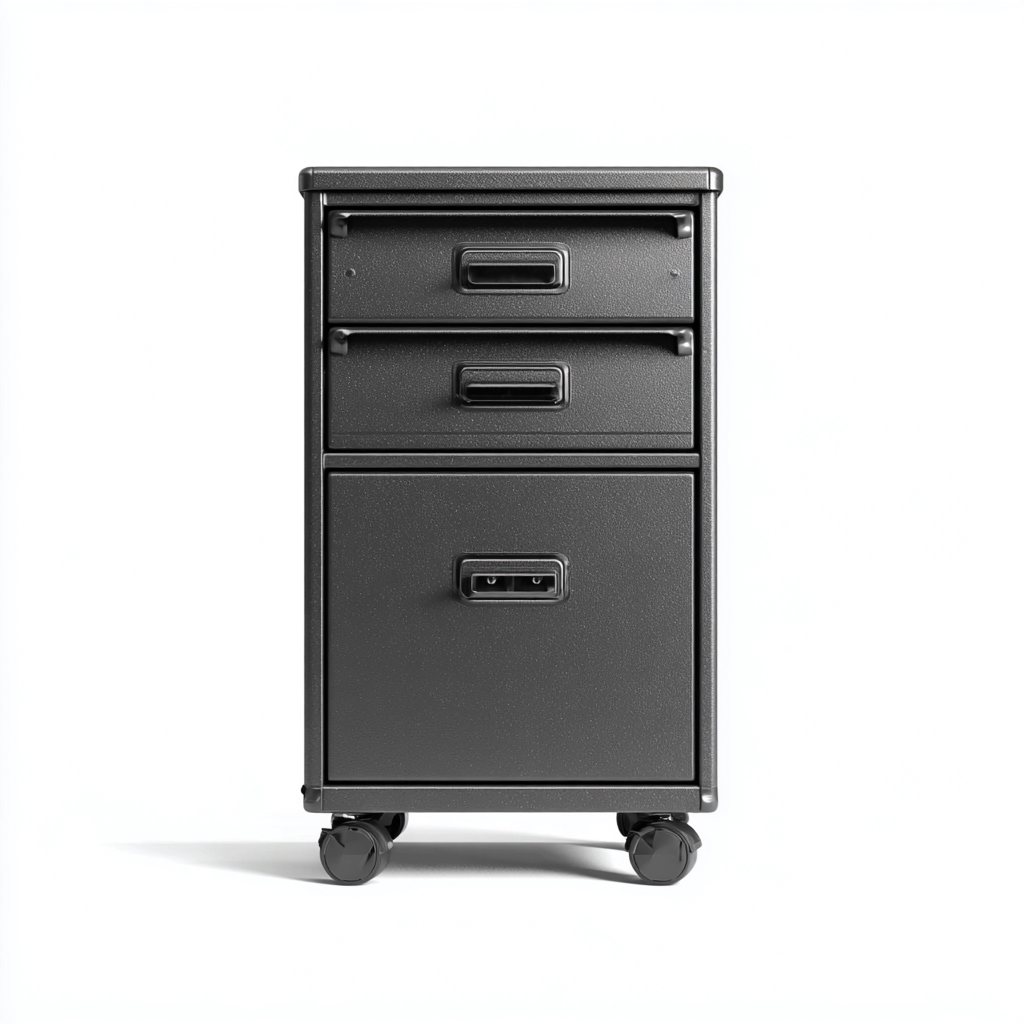Szafka na dokumenty metalowa z trzema szufladami 40x45x65 cm - czarna - nowoczesny styl do biura-Vamonoroom