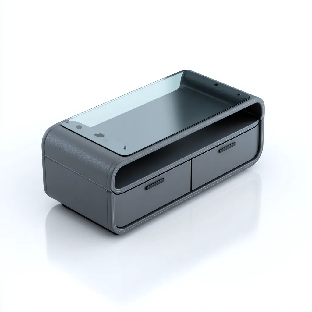 Szafka RTV z płyty MDF i szkła hartowanego 110x45x50 cm - ciemnoszara - do salonu - nowoczesny minimalistyczny design-Vamonoroom