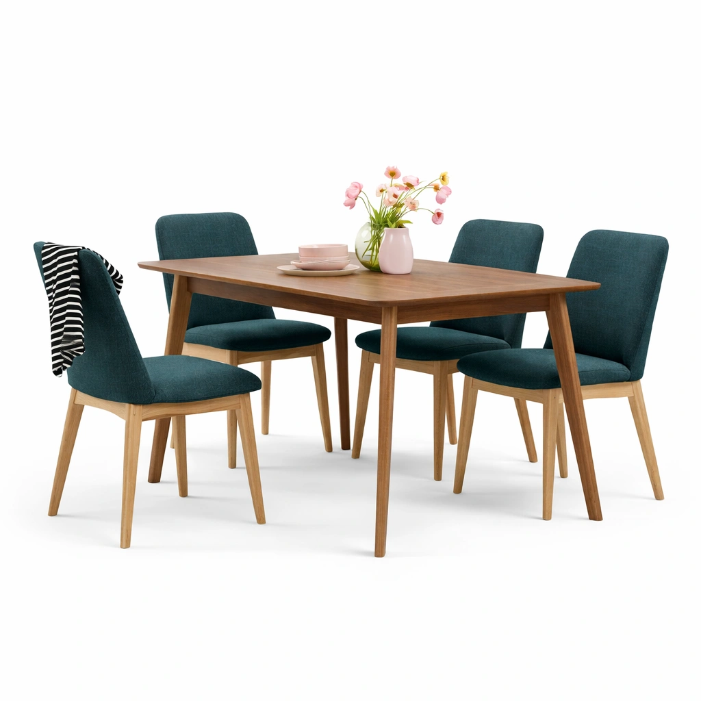 Esstisch Set Holz mit Polsterstuehlen-arlvira