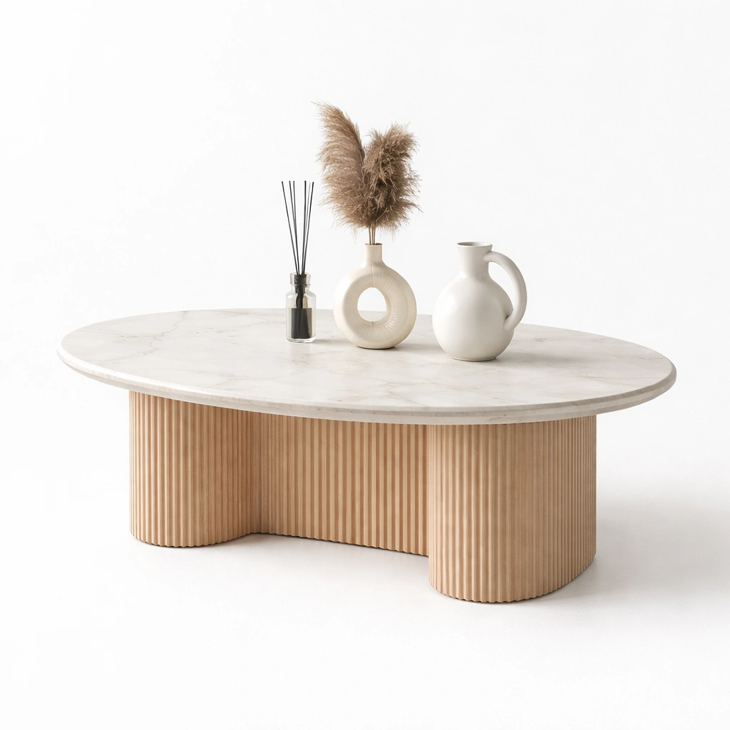 Ovaler Couchtisch mit Struktur-arlvira