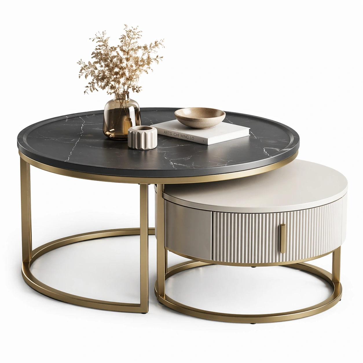 Couchtisch rund Metall Holz-arlvira