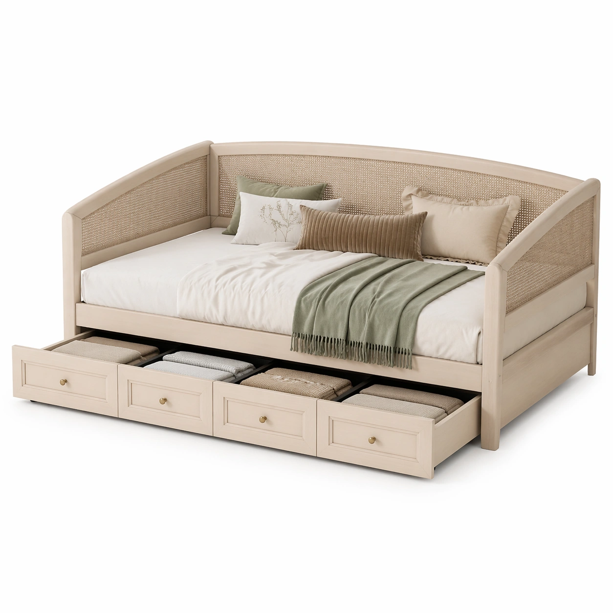 Tagesbett mit Schubladen Rattanoptik-arlvira