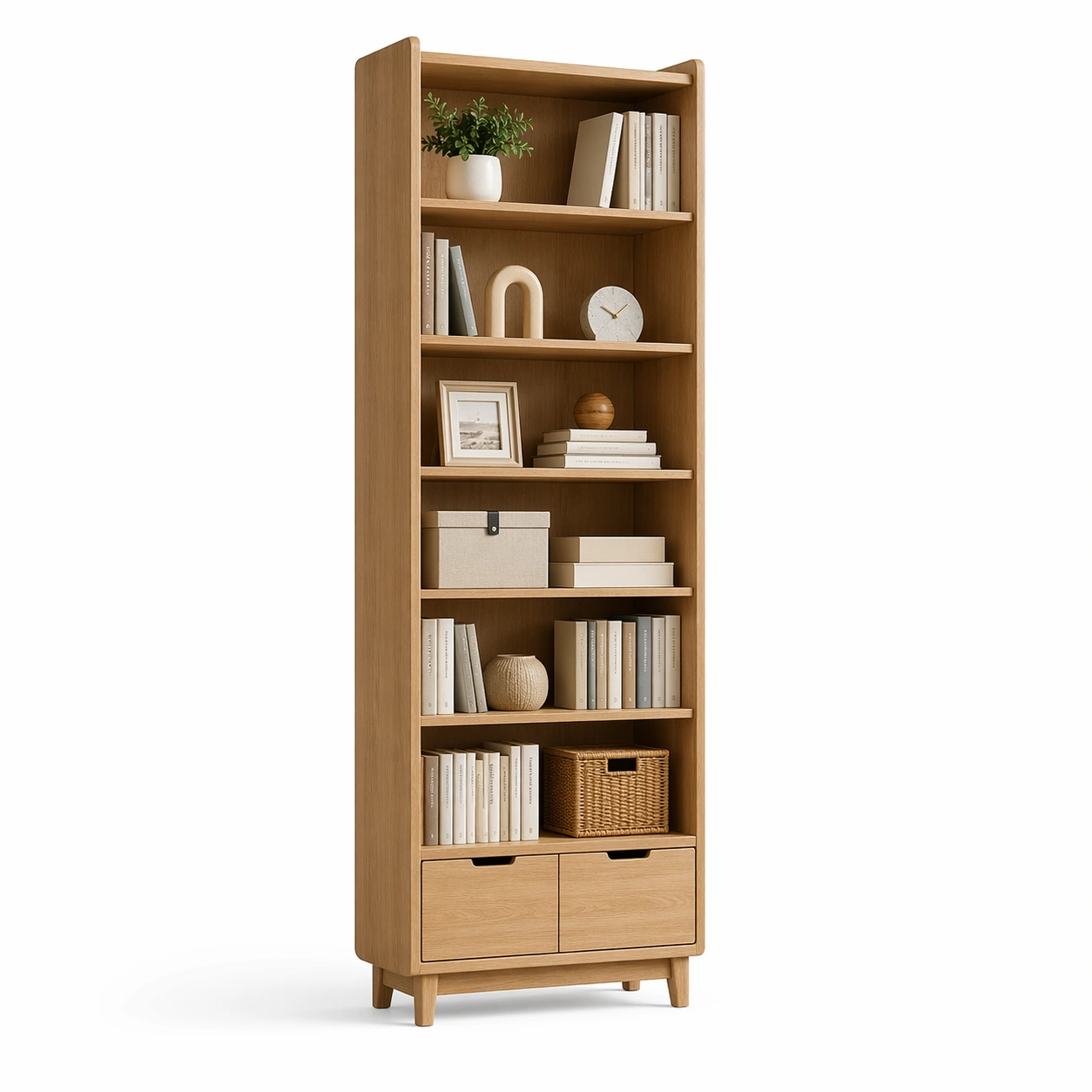 Hohes Buecherregal mit Schubladen-arlvira