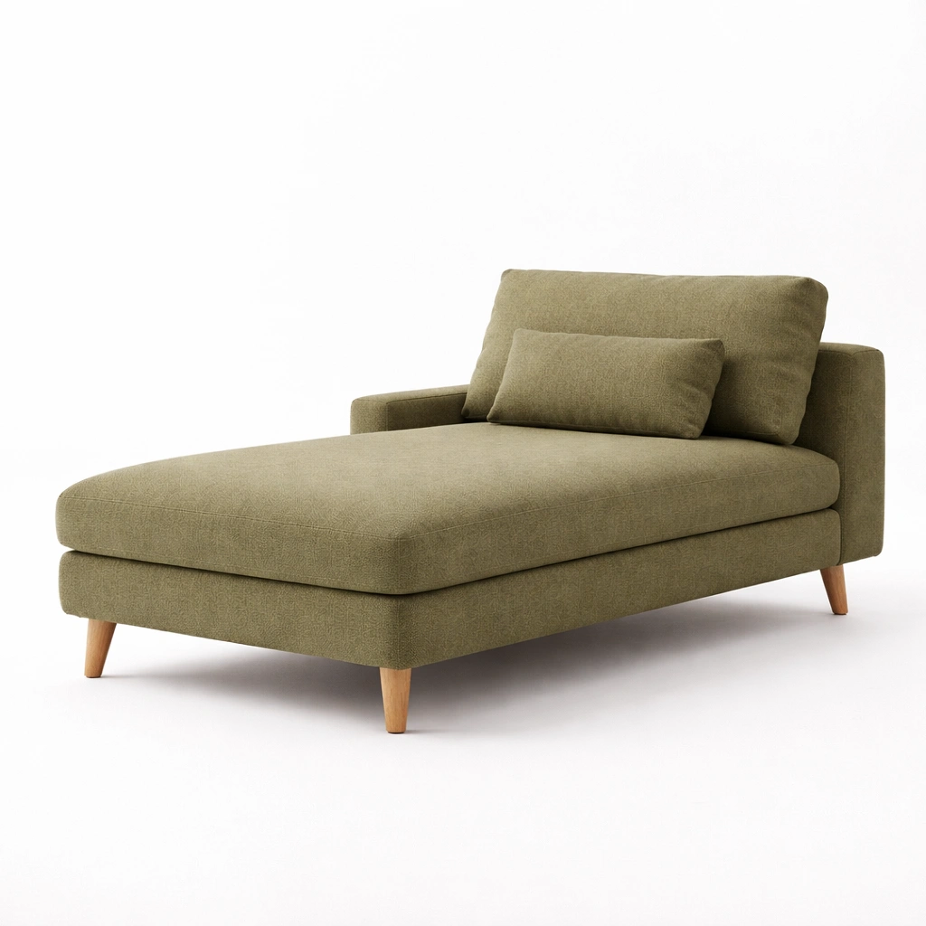 Liege Gruen Stoff Holz Beine-merqona