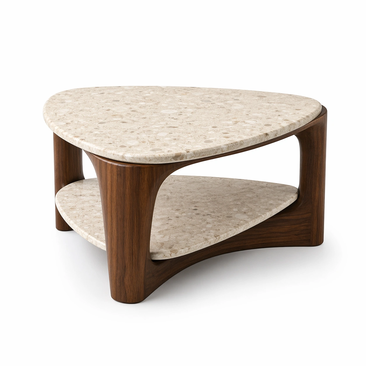 Couchtisch Beige Steinoptik Holz-merqona