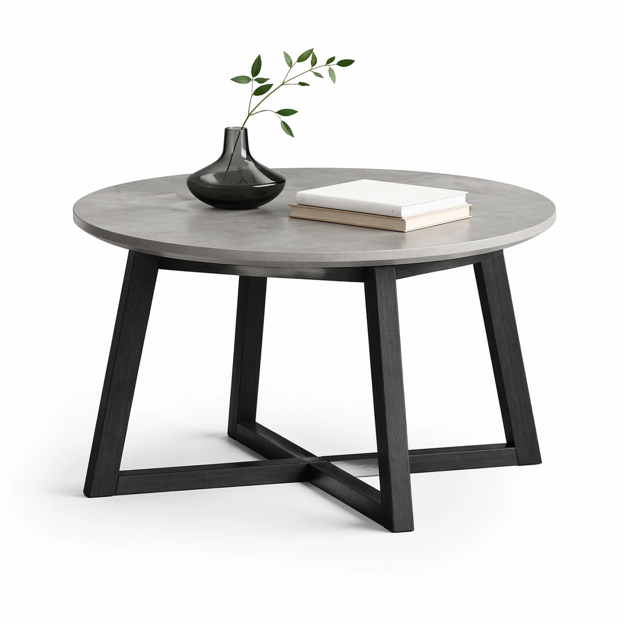 Runder Tisch Grau Metall Holz-merqona