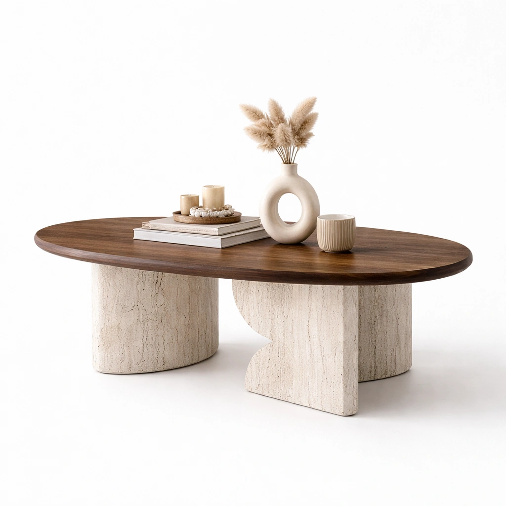 Couchtisch Braun Steinoptik Holz-merqona