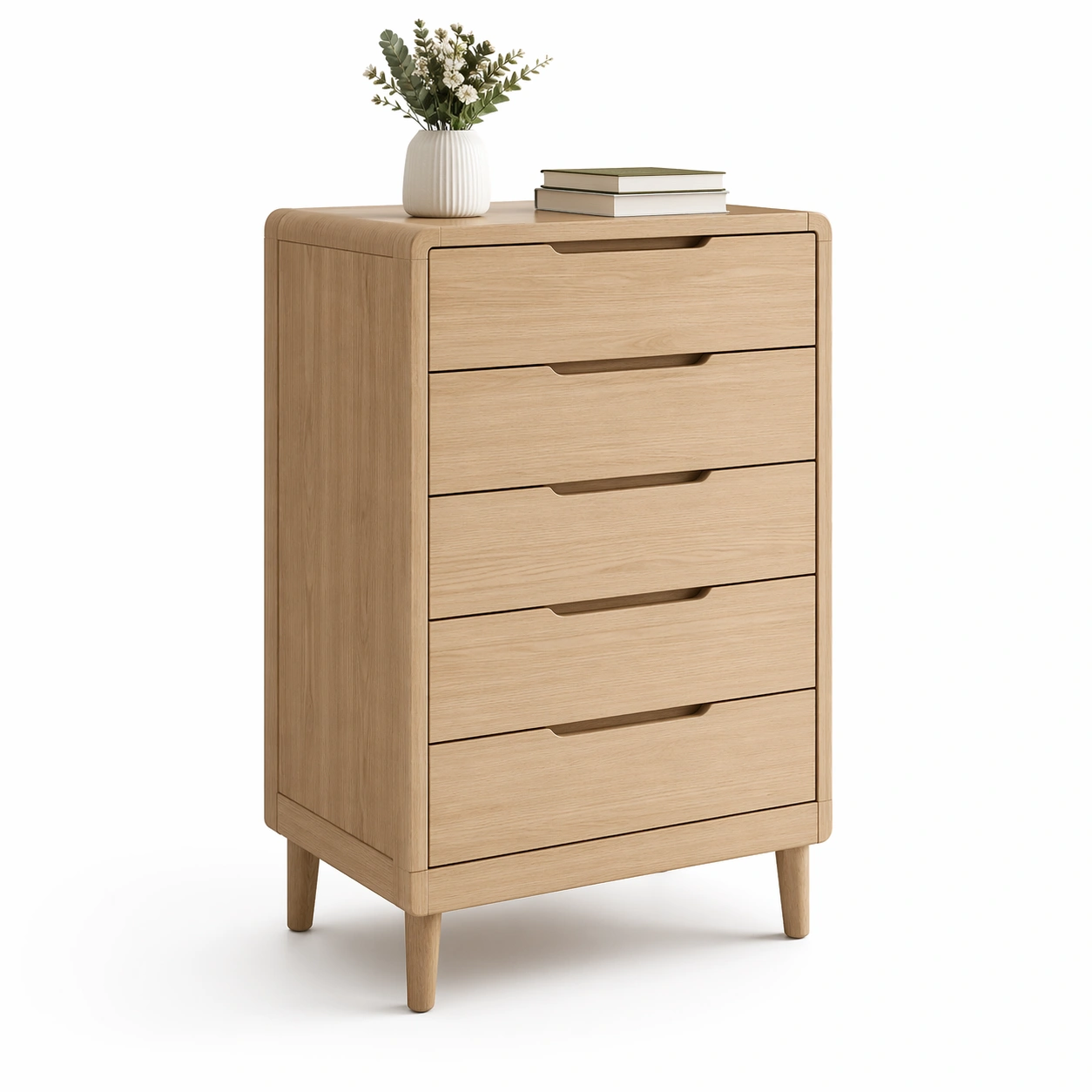 Kommode Hellbraun Holz 5 Schubladen-merqona