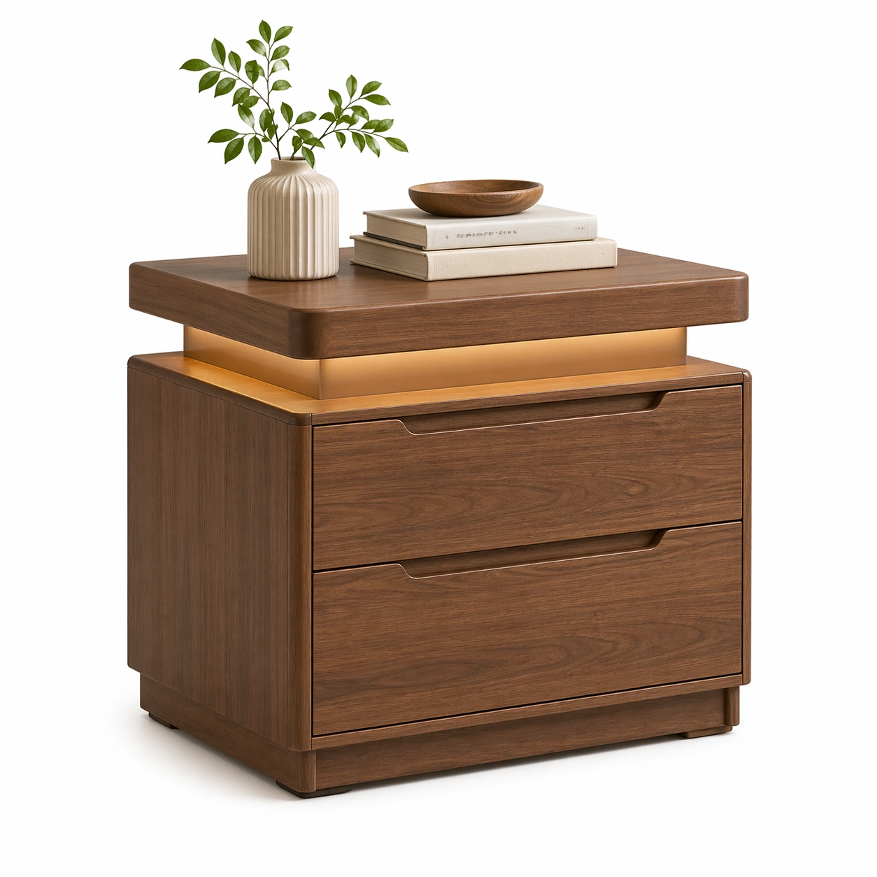 Nachttisch Braun Holz LED-merqona