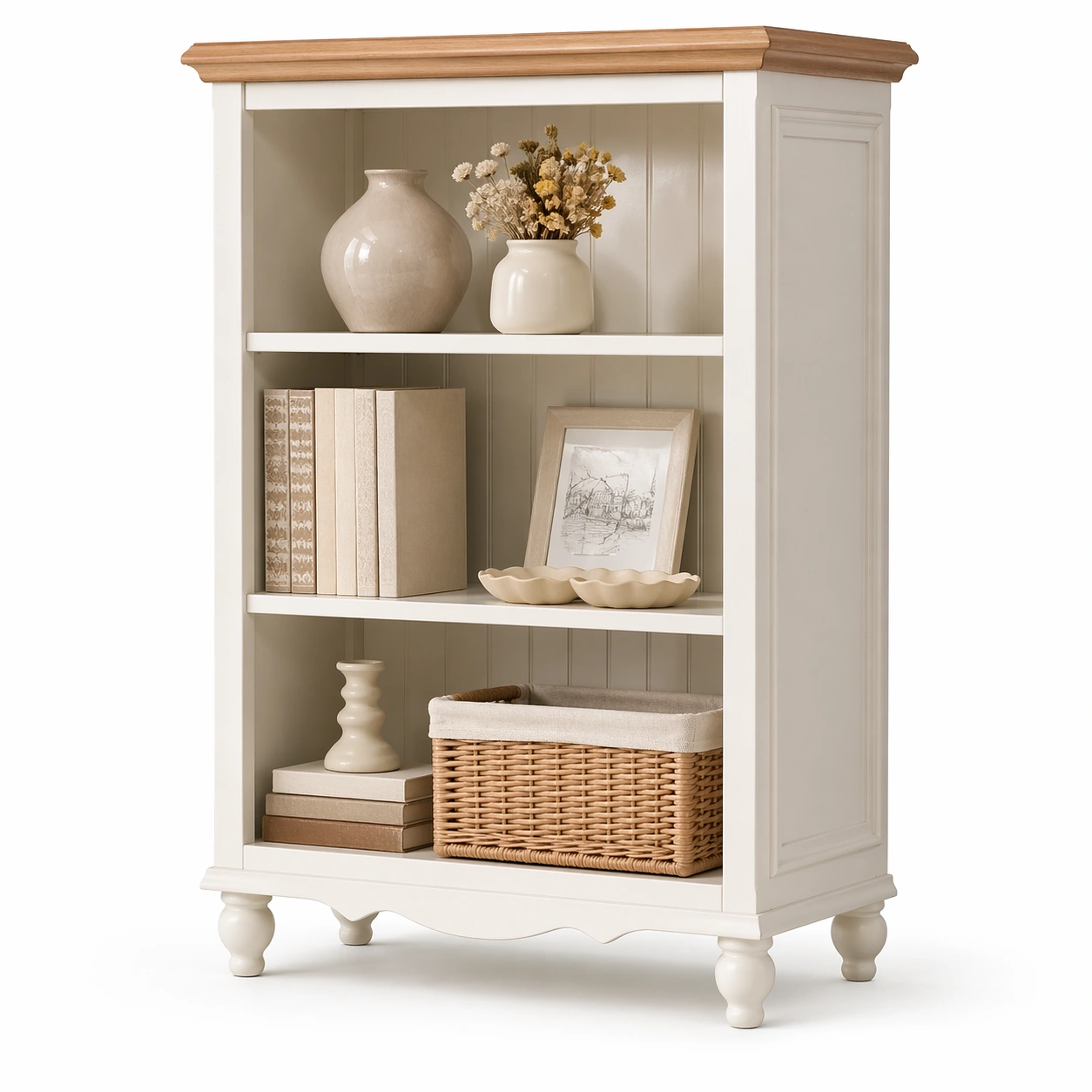 Landhaus Regal Creme Holz-merqona