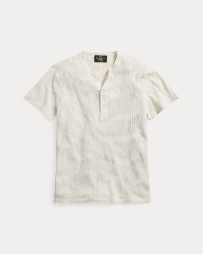 ワッフルニット ショートスリーブ ヘンリーネック シャツ