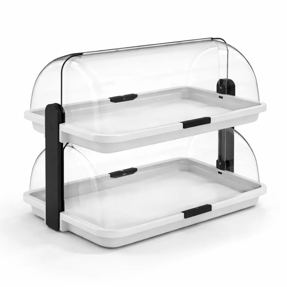 Vetrinetta Espositiva Doppia da Bancone, Bianca, 46.5x31.5x40.5 cm - Espositore per Ristoranti e Bar