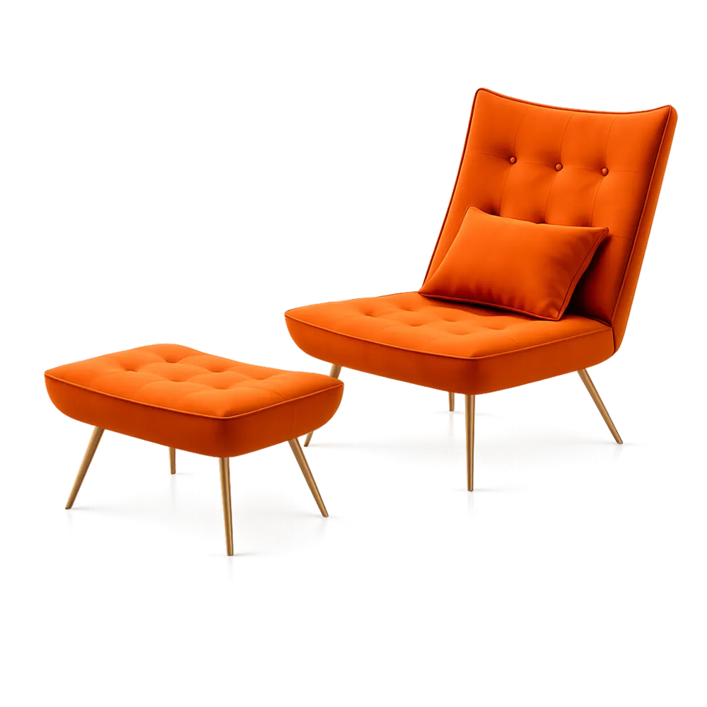 Poltrona Relax in Velluto con Poggiapiedi e Cuscino Lombare