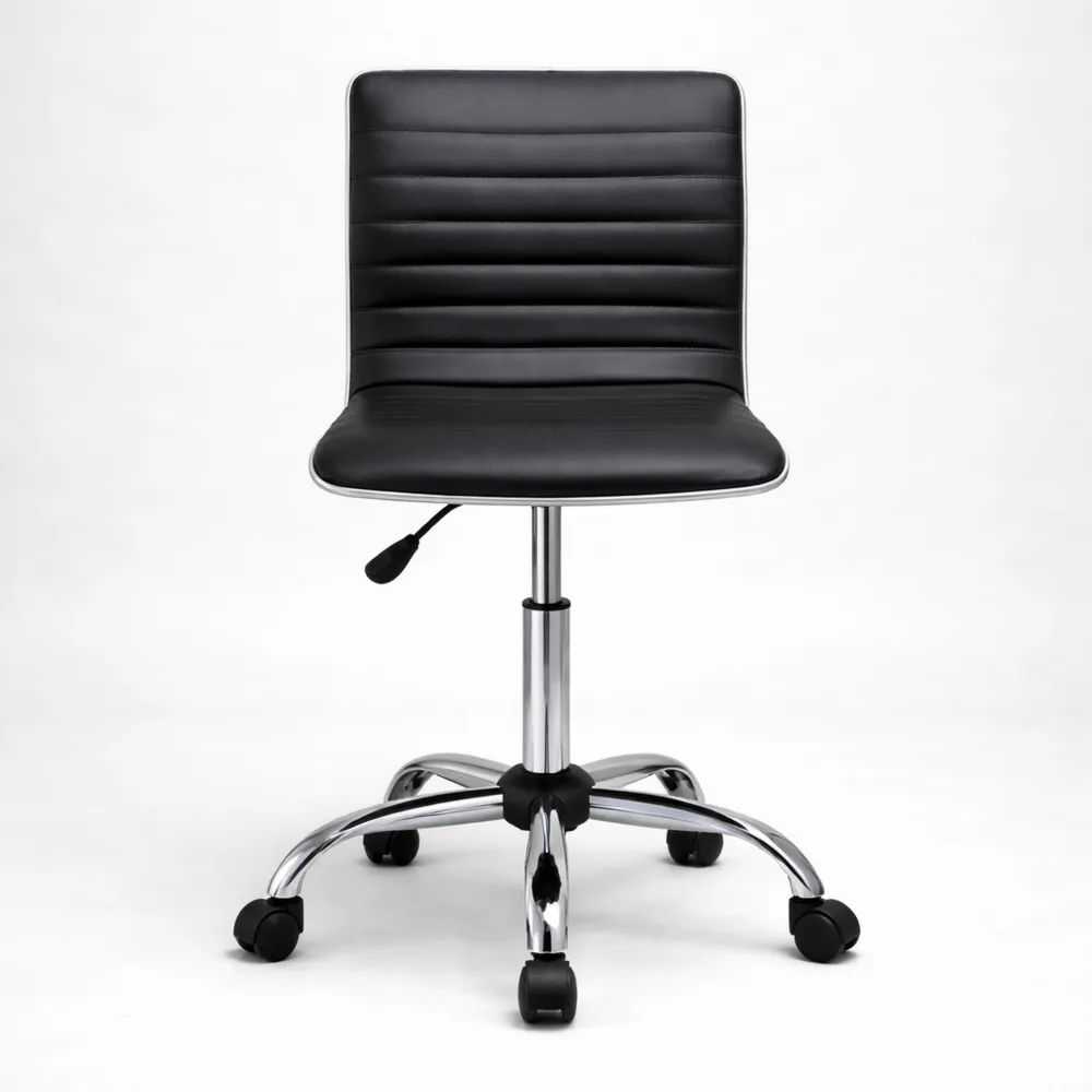 Sedia girevole moderna in ecopelle senza braccioli nera