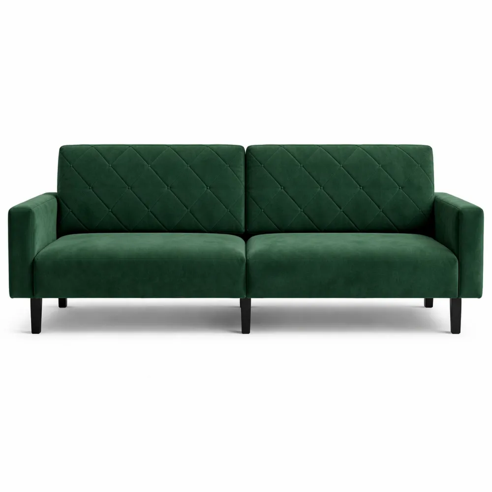 Divano Imbottito 2 Posti con Schienale Reclinabile, Verde