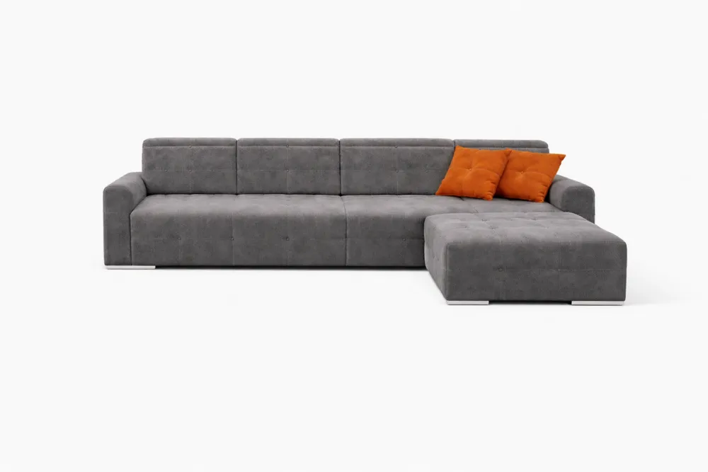 Divano angolare moderno con chaise-longue XL e poggiatesta regolabile