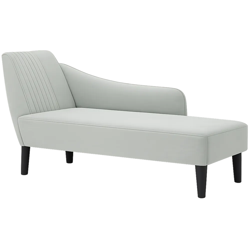 Sdraio in Velluto con Bracciolo Destro Grigio Chiaro