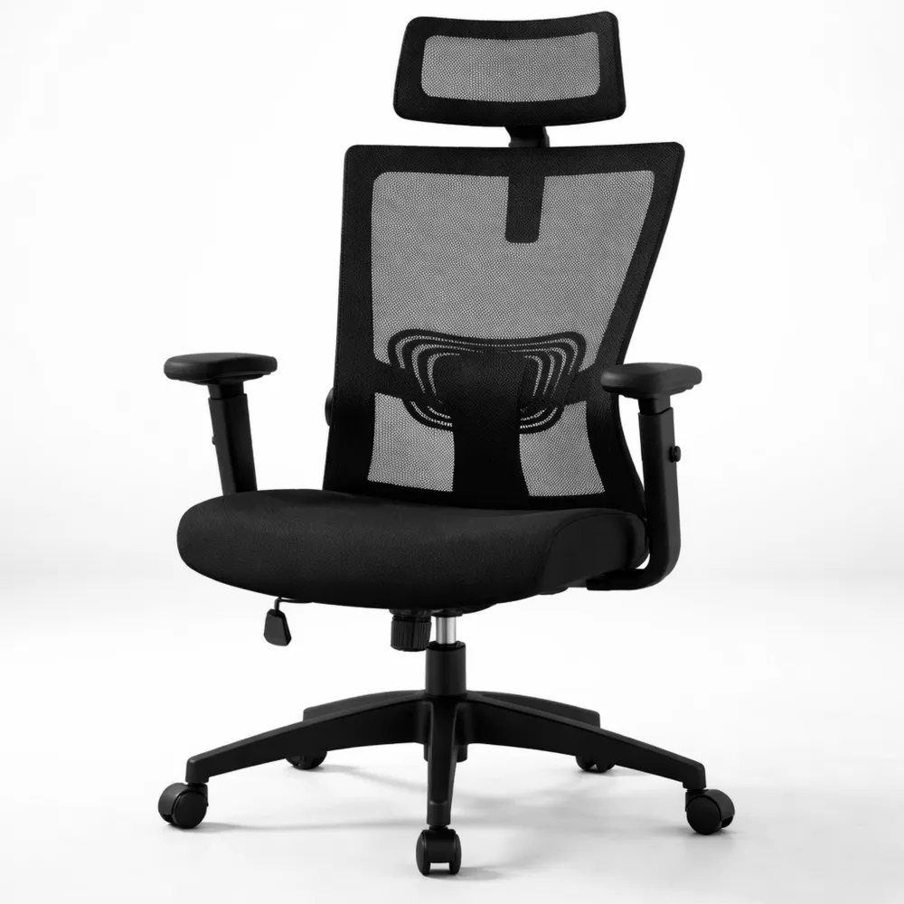 Sedia ergonomica da ufficio con poggiatesta e supporto lombare regolabili