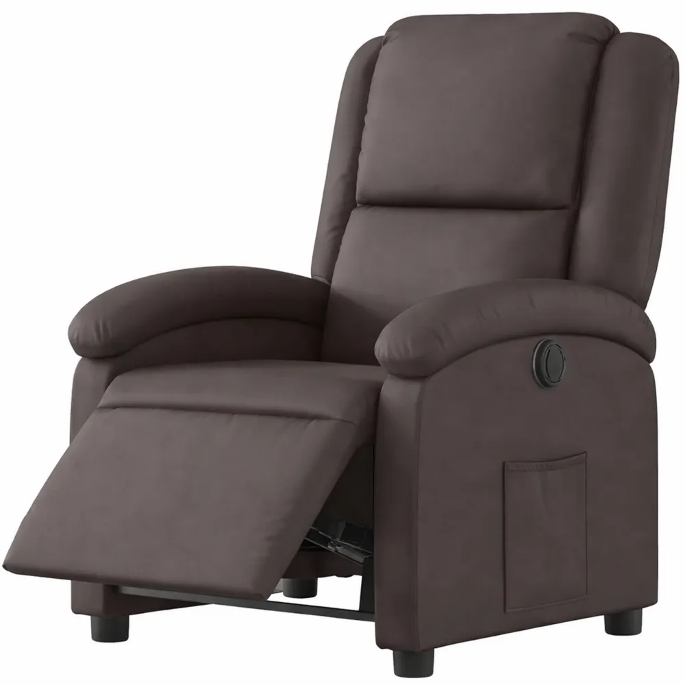 Poltrona Reclinabile Elettrica in Pelle Marrone Scuro