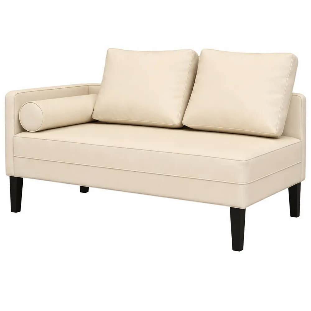 Sdraio con Cuscini Crema in Similpelle per Soggiorno