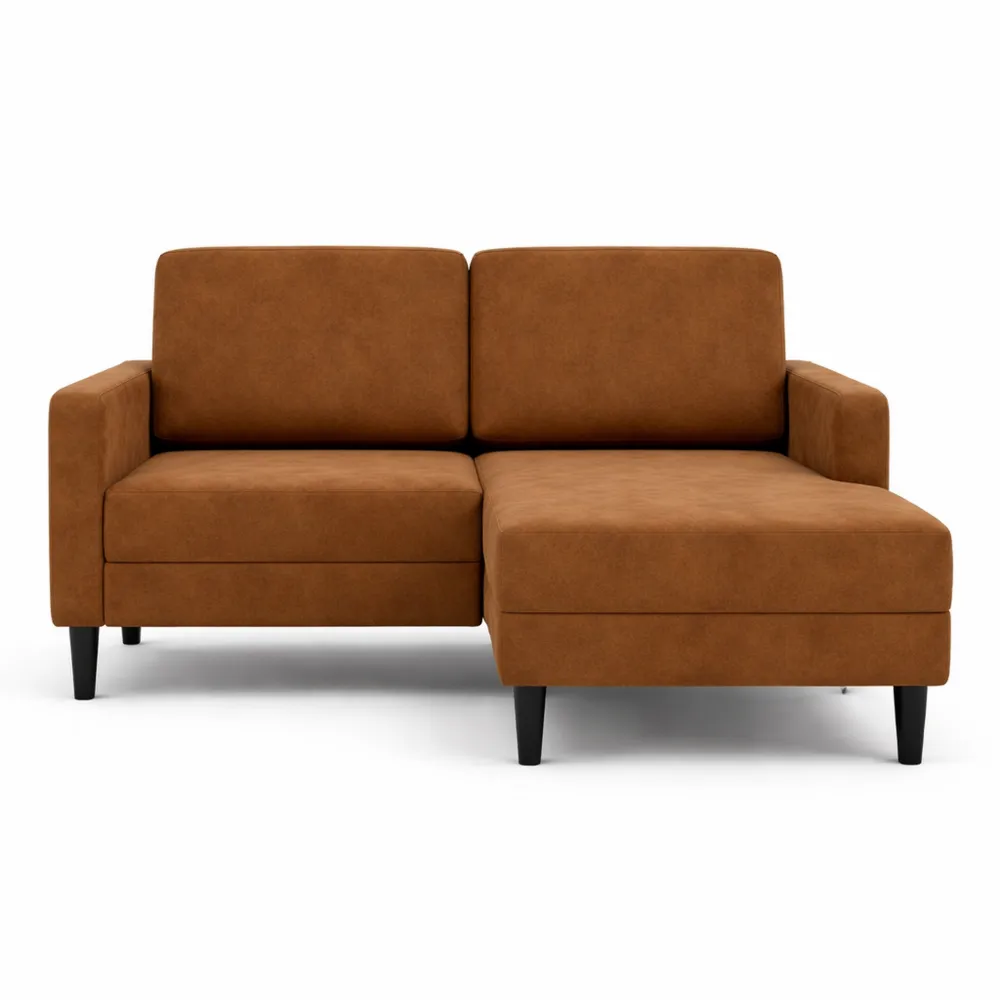 Divano Angolare a 2 Posti in Similpelle Marrone