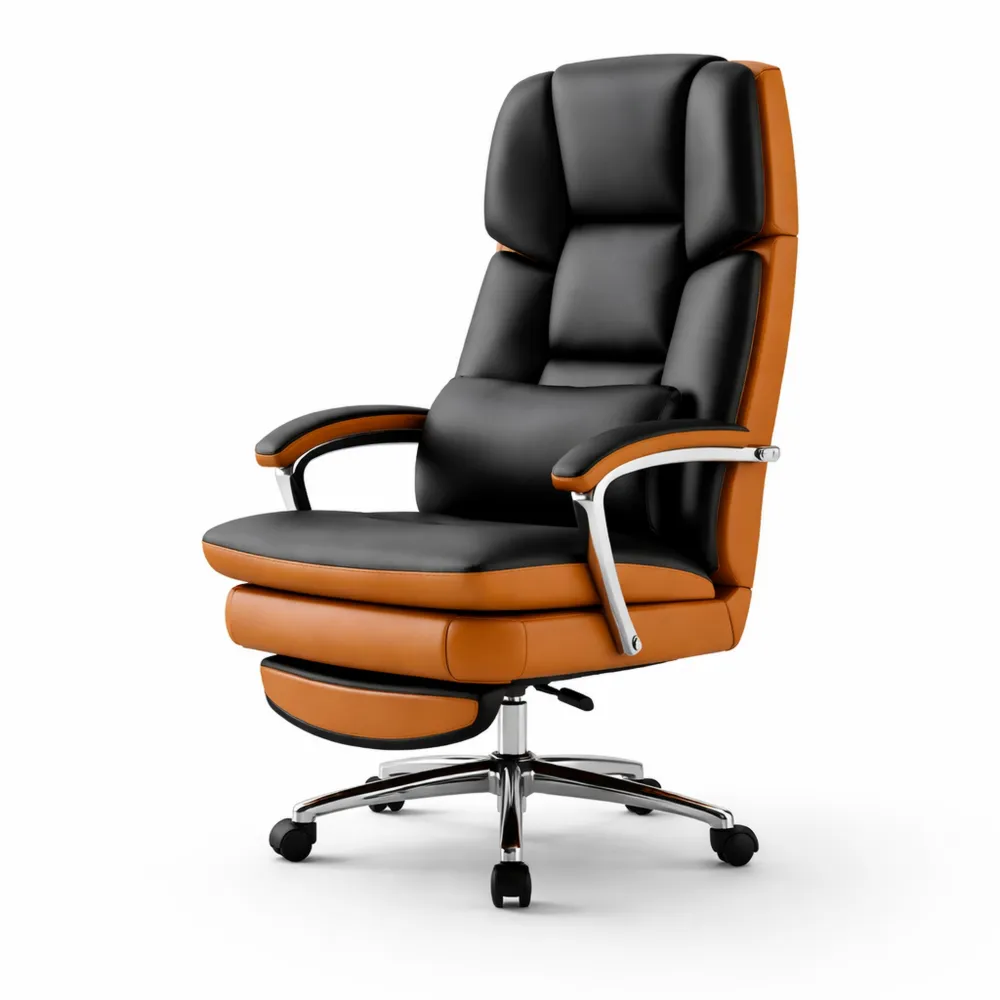 Poltrona Ufficio Ergonomica in Pelle Sintetica con Poggiapiedi