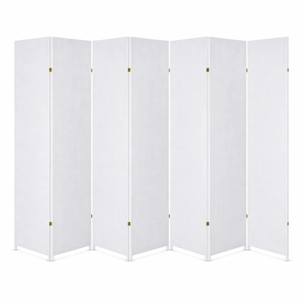 Paravento Pieghevole a 8 Pannelli per Interni, Colore Bianco