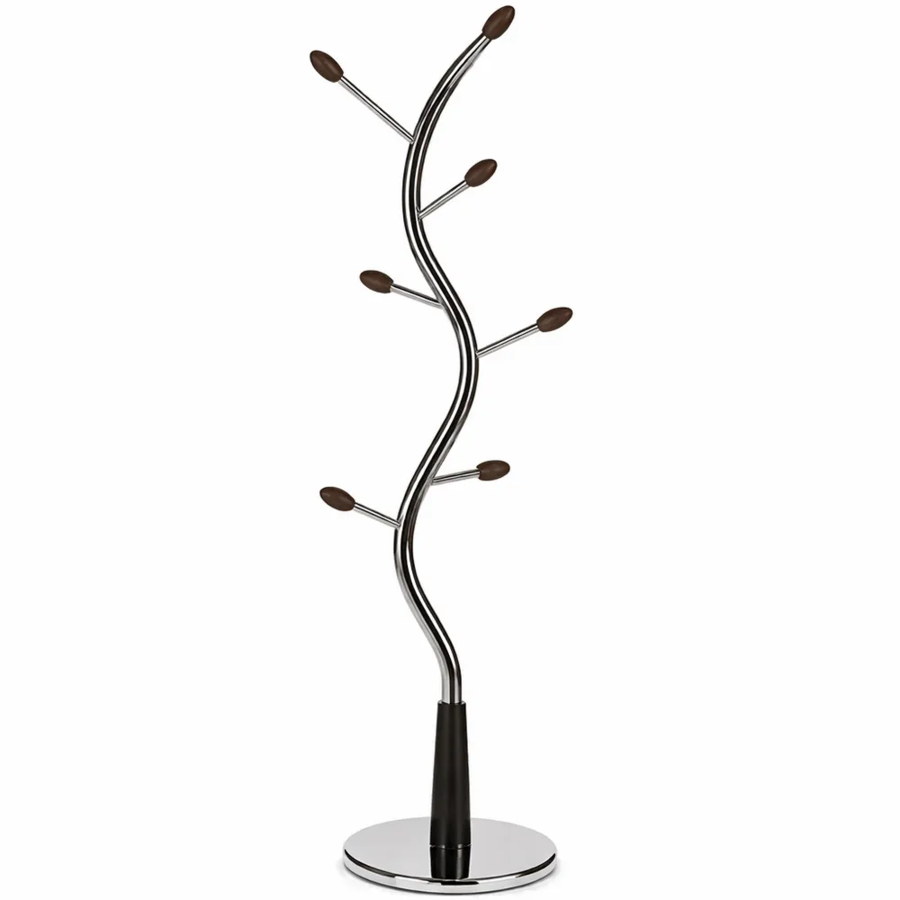 Appendiabiti da Terra Minimalista con 9 Ganci in Metallo Argento, 185 x 30 x 30 cm