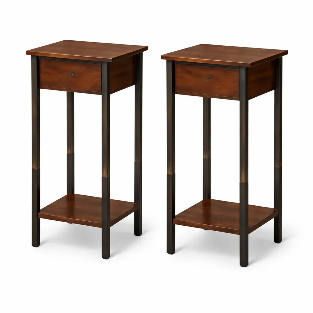 Set di 2 comodini sottili con cassetto per spazi ridotti