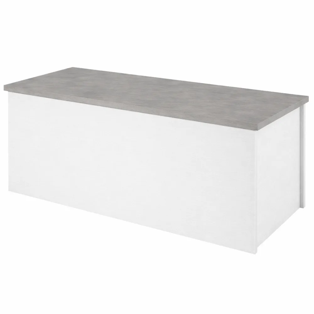 baule contenitore soft-close, ideale per soggiorno e camera, 90x45x45 cm, bianco cemento