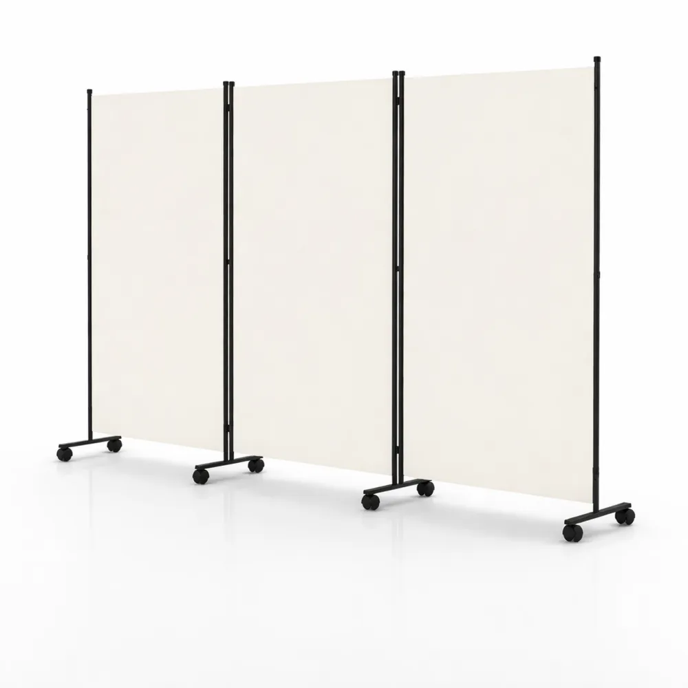 Divisorio pieghevole beige per spazi interni ed esterni, 3 pannelli 263 x 181 cm