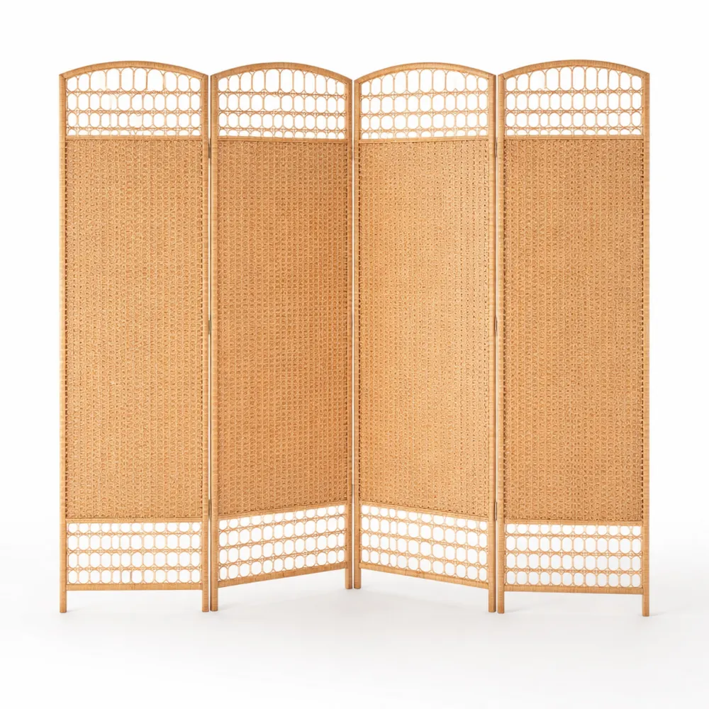 Paravento a 4 pannelli pieghevole 180x180 cm in bambù naturale