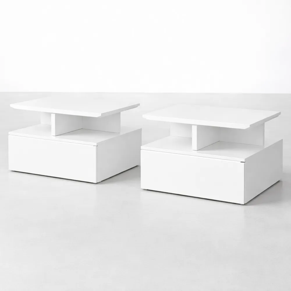 Set di 2 Comodini Sospesi con Cassetto e Scomparto