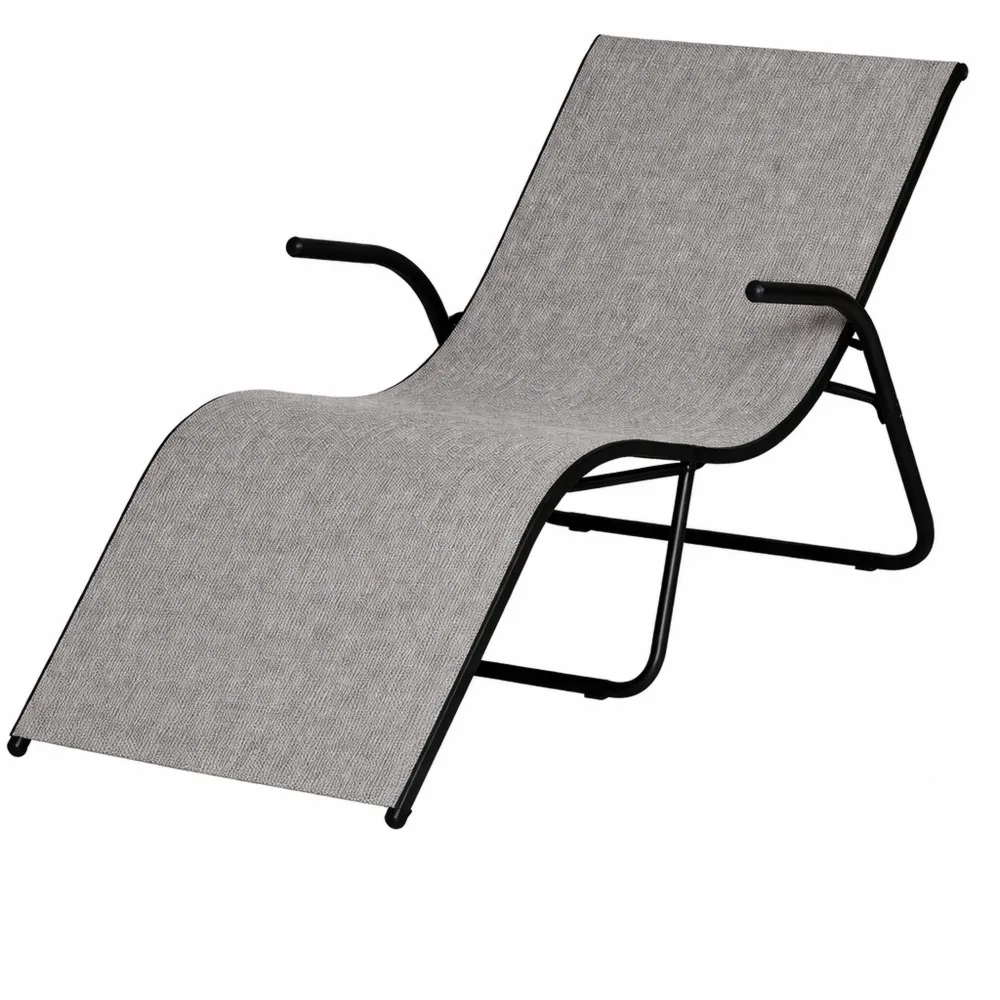 Sdraio Pieghevole Ergonomica da Esterno in Metallo e Rete Grigia