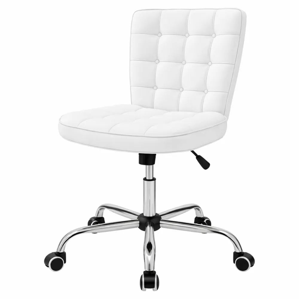 Sedia da Ufficio Ergonomica in Ecopelle Bianca con Altezza Regolabile