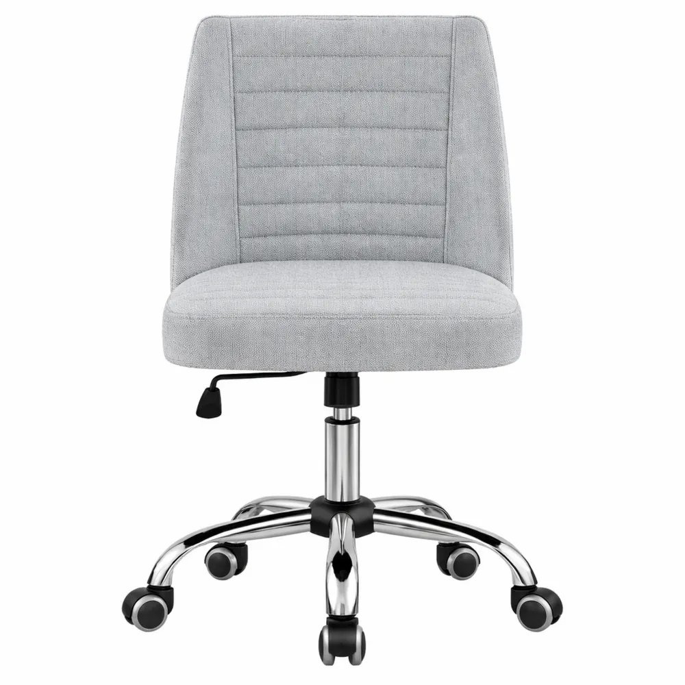 Sedia da Ufficio Ergonomica Imbottita con Altezza Regolabile in Grigio Chiaro