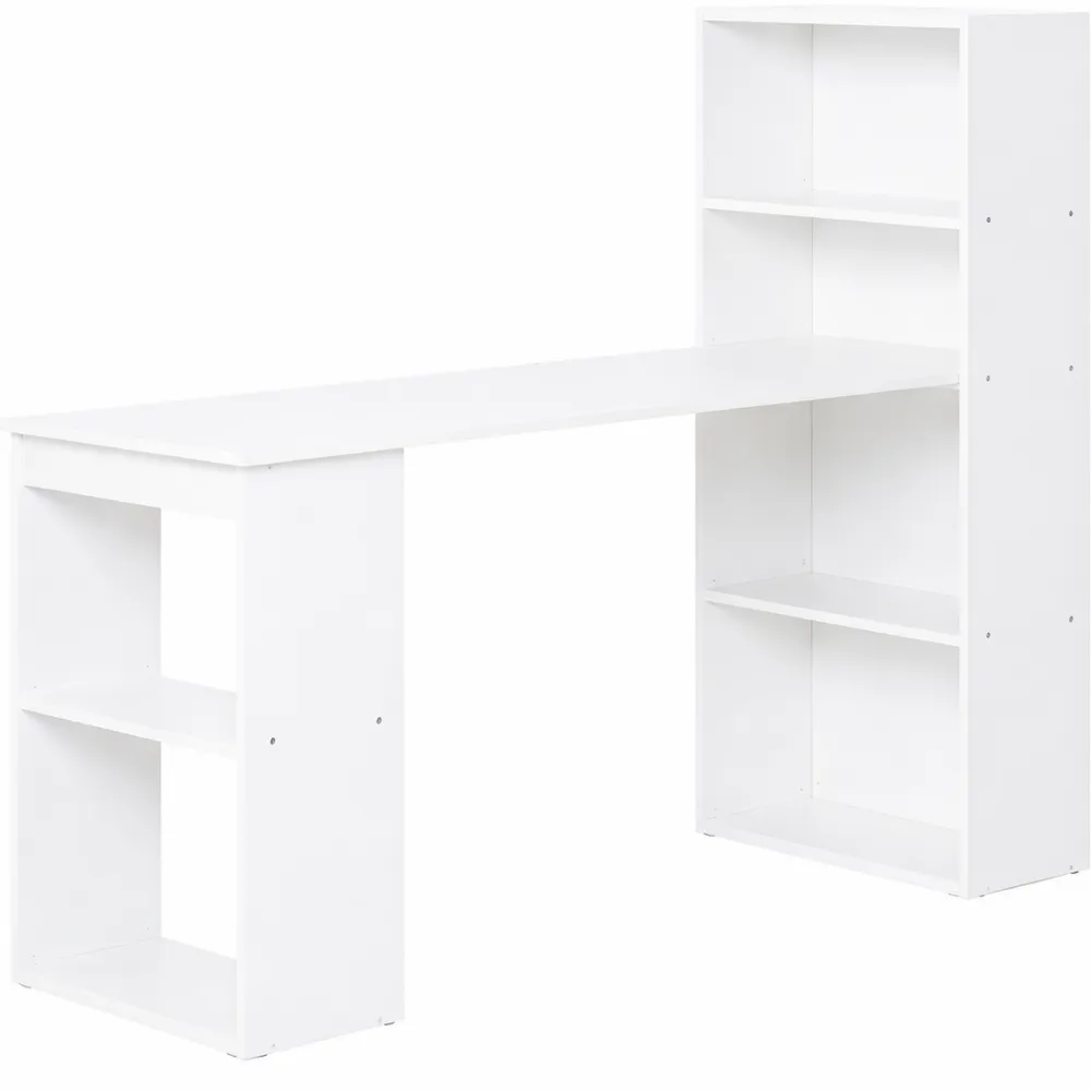 Scrivania Salvaspazio con Libreria per Ufficio e Studio, 120x55x120 cm, Bianco