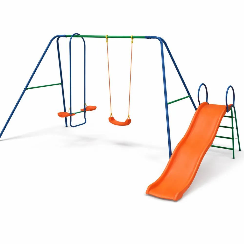 Set Altalene con Scivolo e Giostra da Giardino