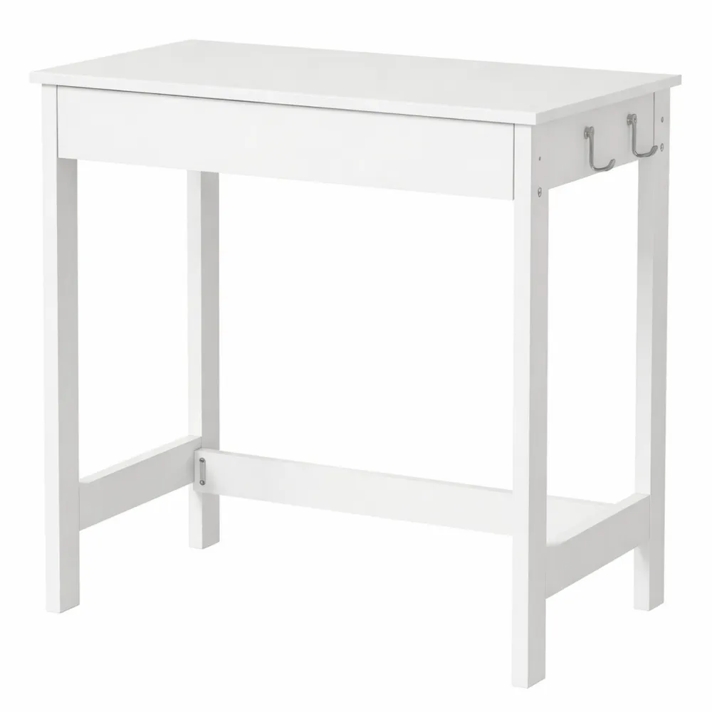 Scrivania Angolare Salvaspazio Bianca con Cassetto e Ganci