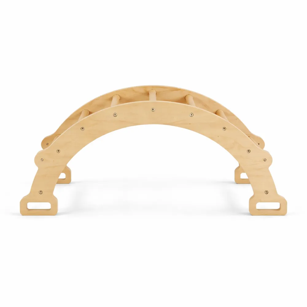 Arco arrampicata e dondolo per bambini in legno con cuscino