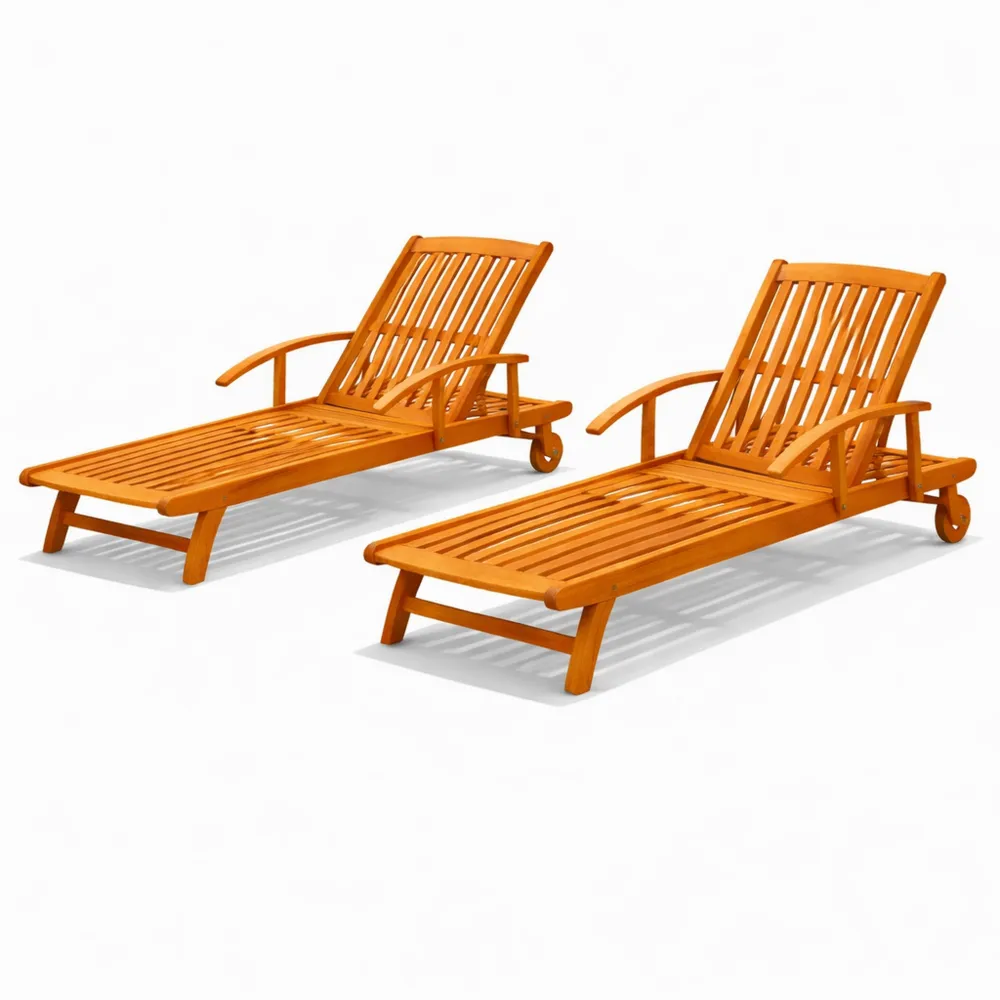 Set di 2 Sdraio in Legno di Acacia