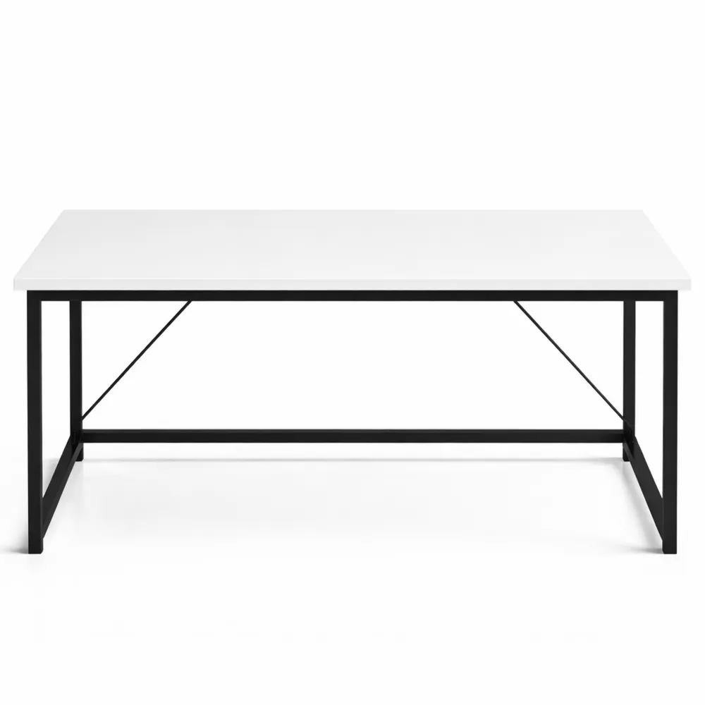 Scrivania per computer 140 cm, design moderno e semplice, ufficio e casa, supporto cuffie e scomparto, bianco